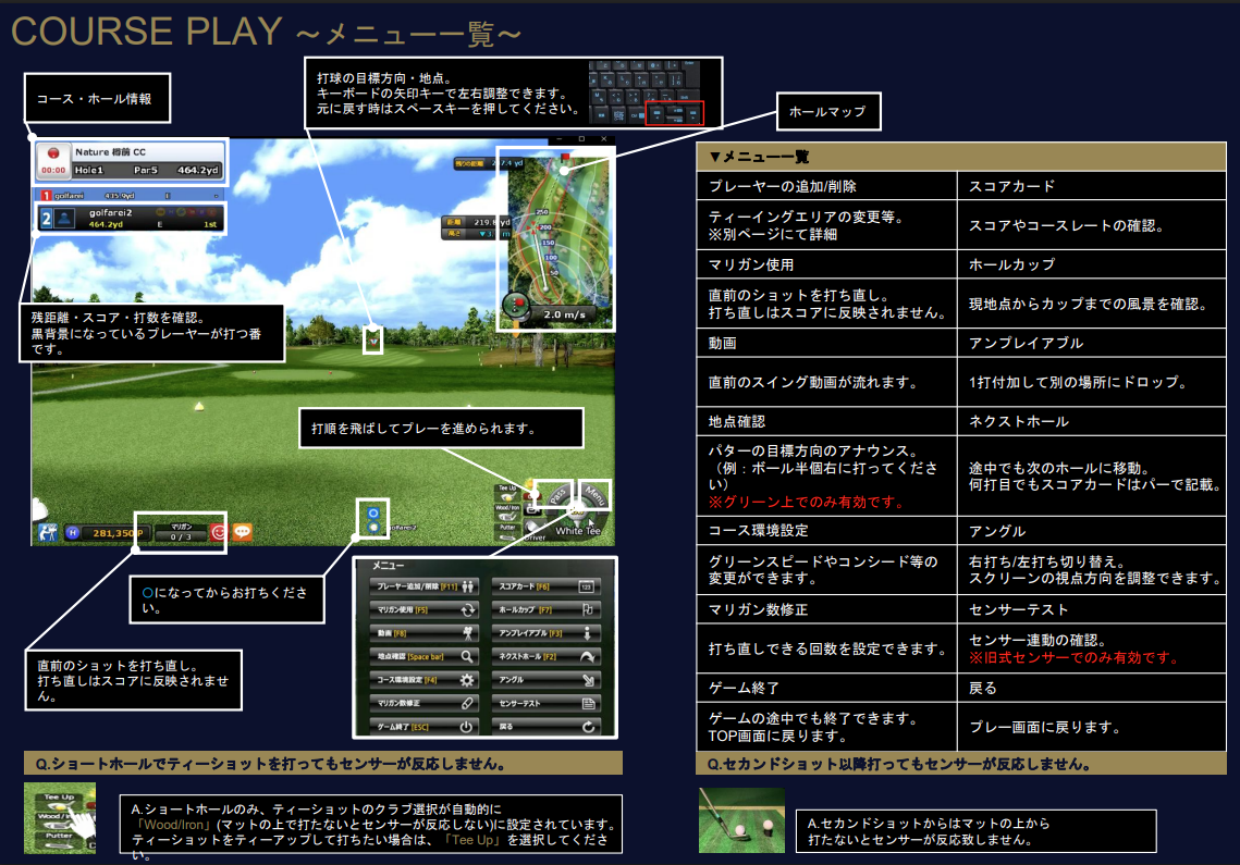 COURSE PLAY メニュー一覧画面